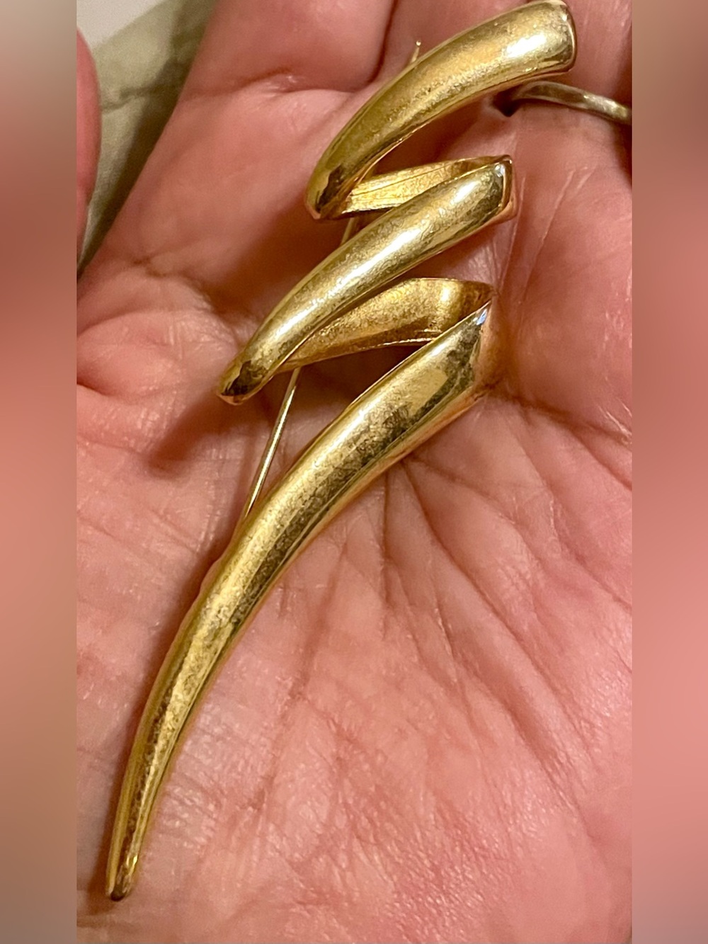 Gold-Tone Sculptural Spiral Brooch - Women Jewelry